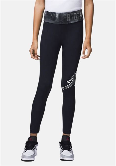 Black sport leggings for girls with logo print JORDAN | Leggings | 45B717023