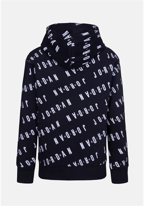 Black sweatshirt for girls and boys with hood and all-over Jordan logo JORDAN | Sweatshirt | 95C184023