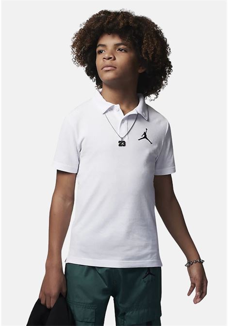 White polo shirt for boys and girls with Jumpman logo print JORDAN | Polo T-shirt | 95C217001