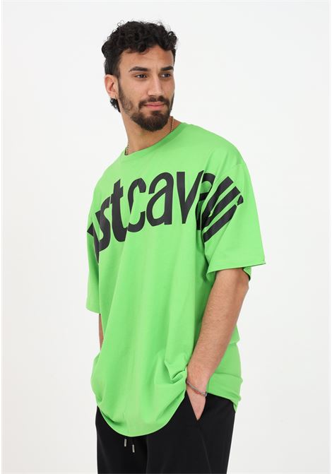 Men's green casual t-shirt with logo print JUST CAVALLI | T-shirt | 74OBHE00CJ110118