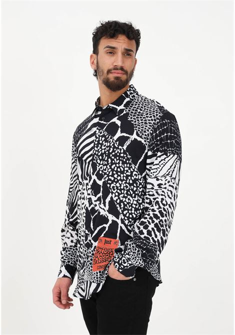 Men's white casual shirt with different animal prints JUST CAVALLI | Shirt | 74OBL2S6NS246899