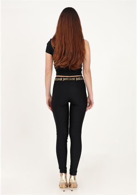 Black leggings for women with logo plate JUST CAVALLI | Leggings | 74PBC103N0008899