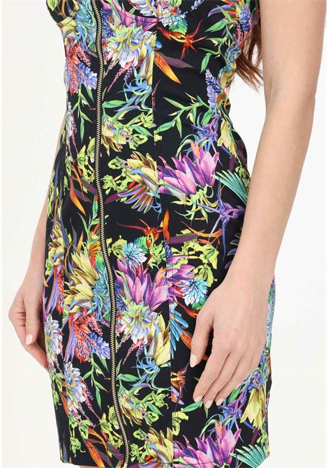 Short black dress for women featuring a multicolor floral print JUST CAVALLI | Dress | 74PBO919NS254899