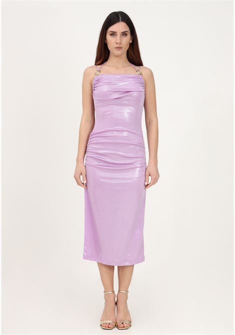 Lilac satin midi dress for women JUST CAVALLI | Dress | 74PBO924J0076310