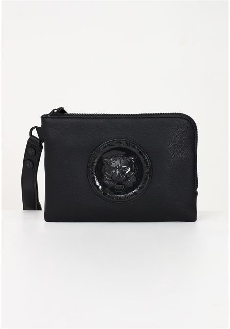Black clutch bag for men with tone-on-tone logo patch JUST CAVALLI | Bag | 74QB4B22ZG187899