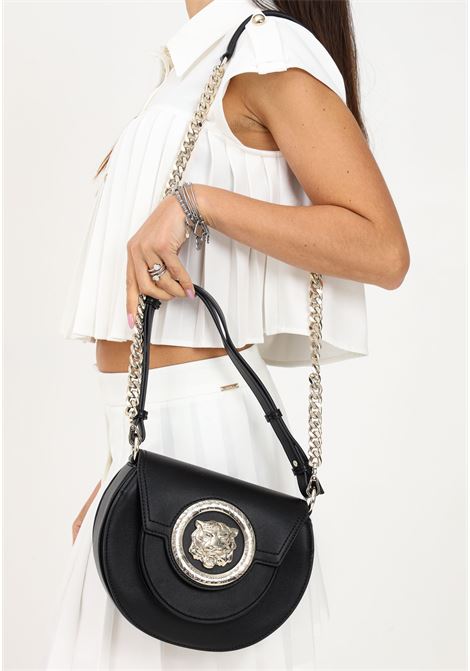 Circular black shoulder bag for women with logo patch JUST CAVALLI | Bag | 74RB4B10ZS796899