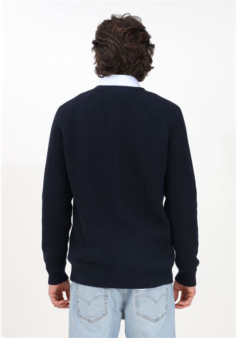 Blue cardigan for men with crocodile patch LACOSTE | Cardigan | AH9882166