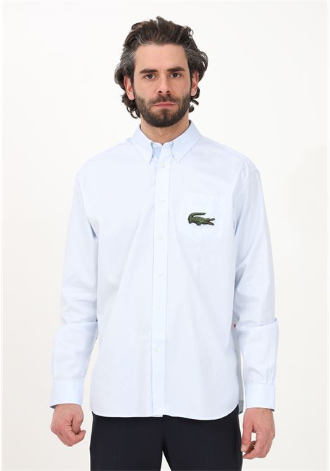 Light blue elegant shirt for men with crocodile patch LACOSTE | Shirt | CH6410GN2