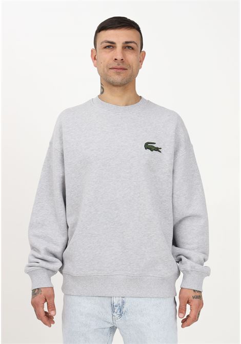 Gray crewneck sweatshirt for men and women with logo application LACOSTE | Sweatshirt | SH6405CCA