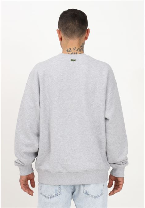 Gray crewneck sweatshirt for men and women with logo application LACOSTE | Sweatshirt | SH6405CCA