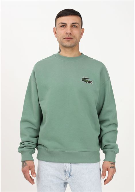 Green crewneck sweatshirt for men and women with logo application LACOSTE | SH6405KX5