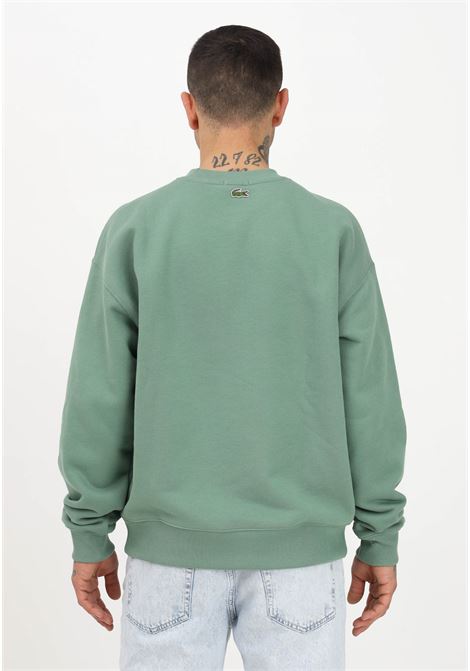 Green crewneck sweatshirt for men and women with logo application LACOSTE | SH6405KX5