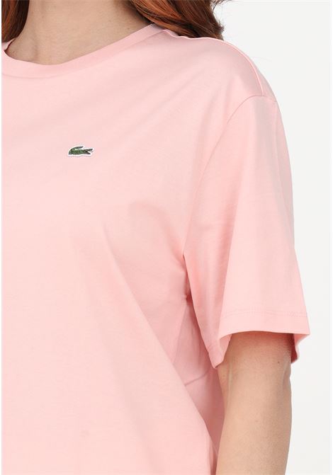 T-shirt casual rosa da donna con patch coccodrillo LACOSTE | T-shirt | TF5441KF9