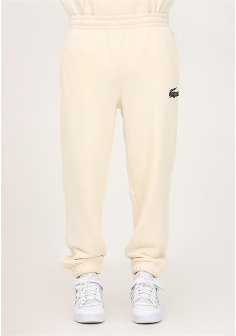 Men's beige sports trousers with crocodile patch LACOSTE | Pants | XH0075XFJ
