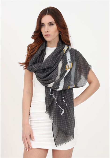Black scarf for women with logo and belt decorations LIU JO | Scarfs | 2A3001T030022222