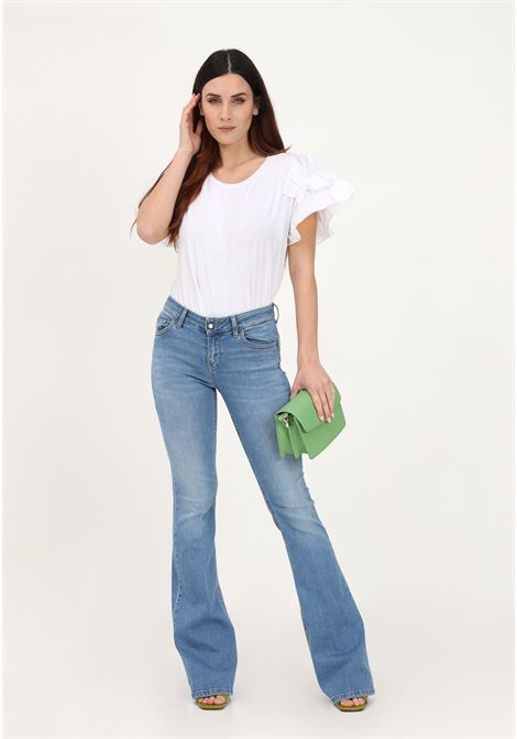 Women's flared denim jeans with jewel button LIU JO | Jeans | UA3057DS00478417