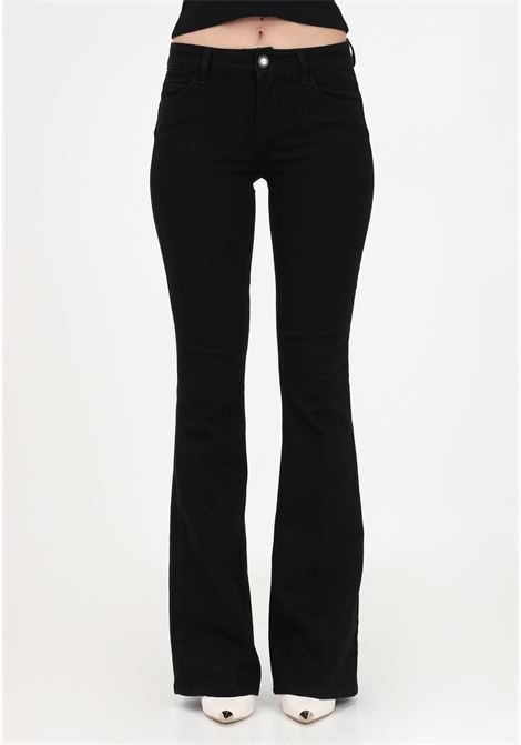 Black flared jeans for women with jewel button LIU JO | Jeans | UA3057DS00487348