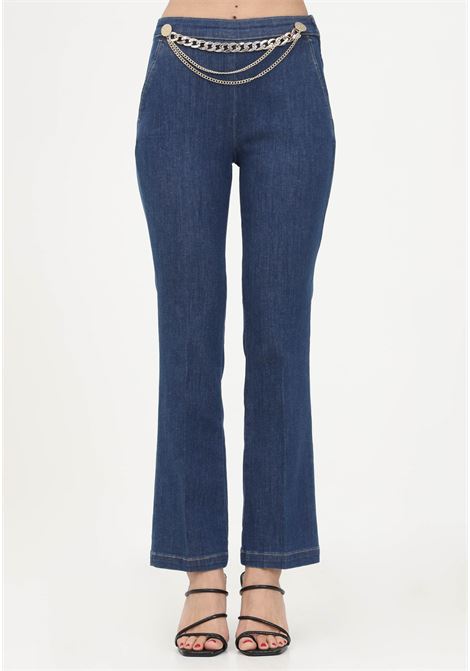Women's dark denim jeans with hanging chains LIU JO | Jeans | UA3071D461178193