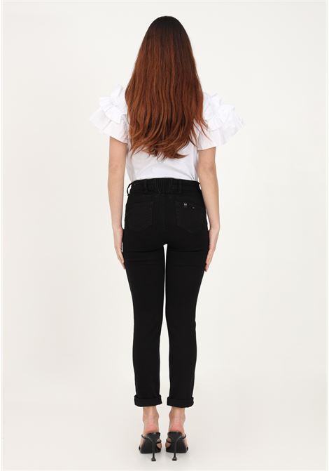 Women's black jeans with jewel button LIU JO | Jeans | UA3114DS00487348