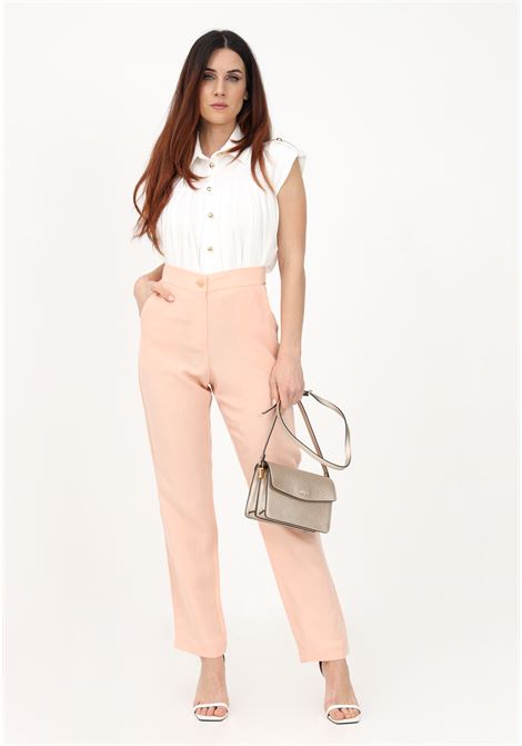 Pantalone elegante color pesca da donna in misto lino LIU JO | Pantaloni | WA3004T481841316