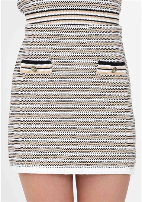 Short white women's skirt with striped pattern of different colors LIU JO | Skirts | WA3065MA226C3250