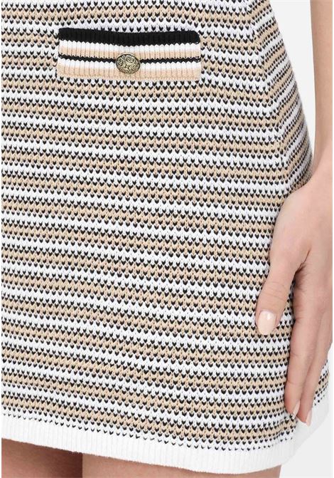 Short white women's skirt with striped pattern of different colors LIU JO | Skirts | WA3065MA226C3250