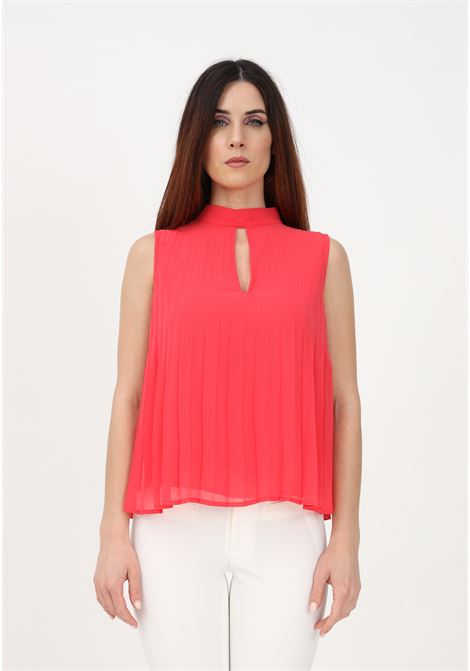 Coral blouse for women with pleated workmanship LIU JO | Blouse | WA3317TS19171755