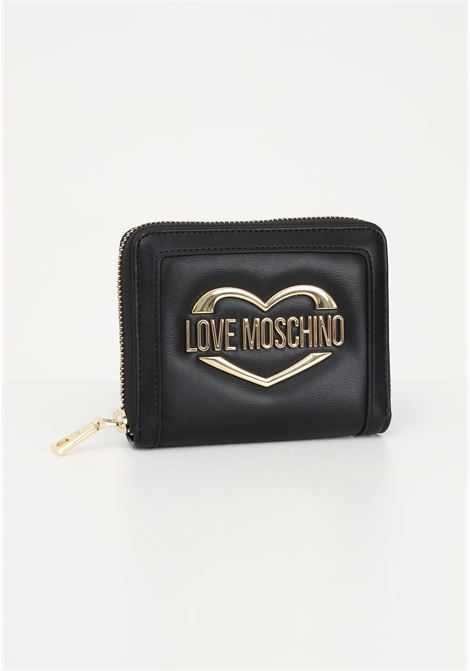 Portafoglio nero da donna con patch logo e cuore LOVE MOSCHINO | Portafogli | JC5623PP1GLD100A