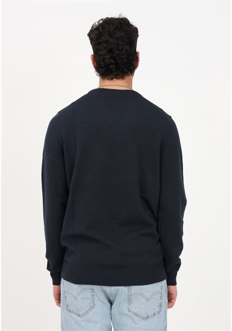 Men's blue crew-neck sweater with logo patch LYLE & SCOTT | Knitwear | LSKN821VZ271