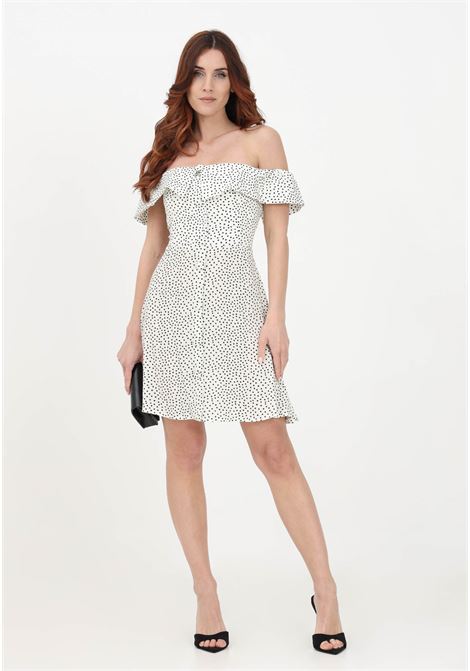 Women's white short dress with polka dot print Mar de margaritas | Dress | MDMW23YASMINEPOIS PANNA