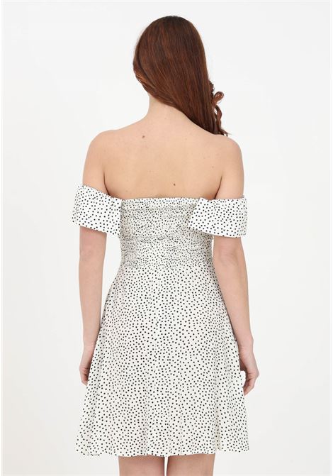 Women's white short dress with polka dot print Mar de margaritas | Dress | MDMW23YASMINEPOIS PANNA
