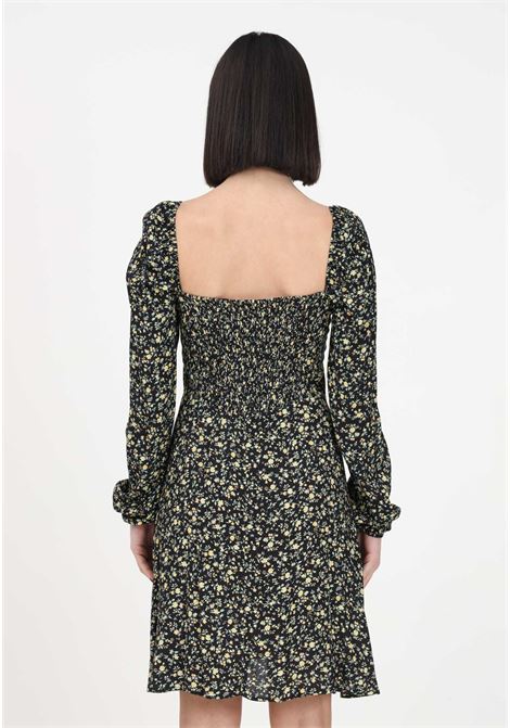 Short black dress for women with micro flower print Mar de margaritas | Dress | MDMW32ANGYMICRO FIORE NERO