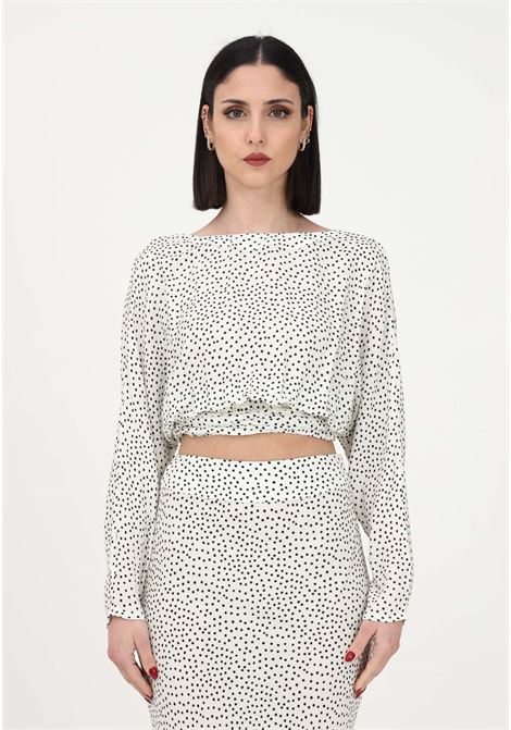 White blouse for women with polka dot pattern and opening on the back Mar de margaritas | Blouse | MDMW55CARLAPOIS PANNA