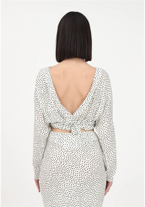 White blouse for women with polka dot pattern and opening on the back Mar de margaritas | Blouse | MDMW55CARLAPOIS PANNA