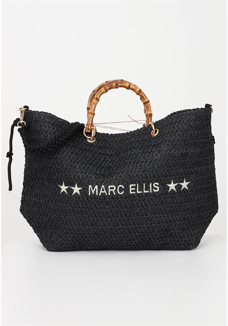 Bambù Star women's black beach bag in double raffia MARC ELLIS | Bag | BAMBU' STARBLACK