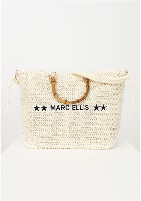 Bambù Star women's butter beach bag in double raffia MARC ELLIS | Bag | BAMBU' STARWHITE