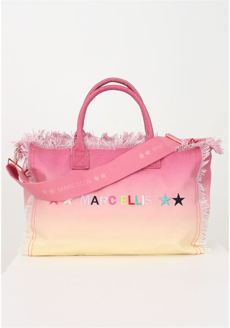 Fuchsia women's beach bag with shaded effect and logo embroidery MARC ELLIS | Bag | GUAPA L 23MISTY ROSE MULTI