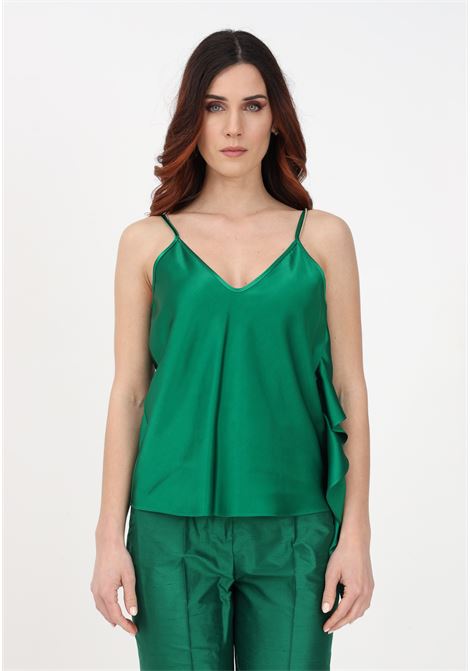 Elegant green women's top with side ruffle MAX MARA | Top | 2361610235600001