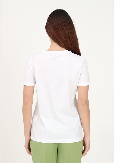 White casual t-shirt for women with maxi print and studded logo - MAX ...