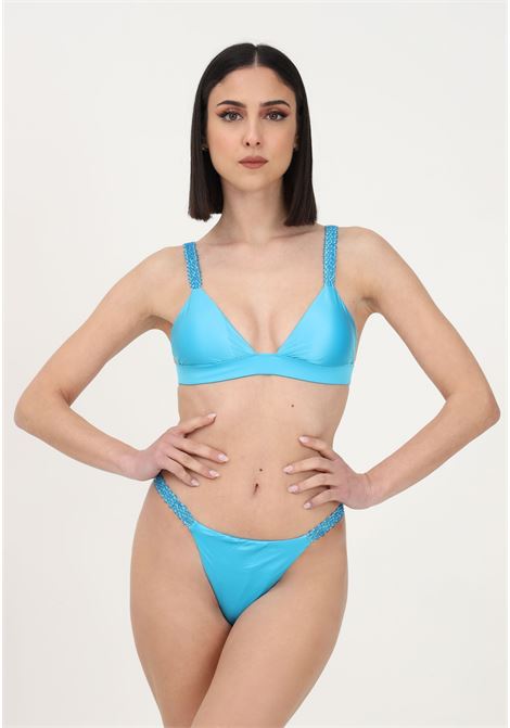 Bikini azzurro da donna con dettaglio di elastici con perline ME FUI | Beachwear | MF23-0010TR.