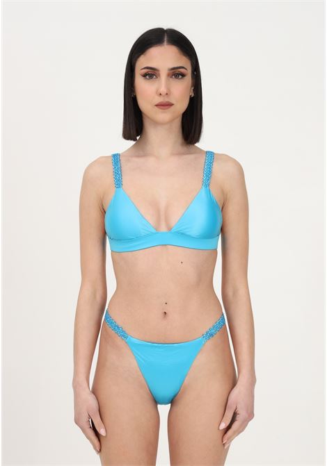 Women's light blue bikini with elastic detail with beads ME FUI | Beachwear | MF23-0010TR.
