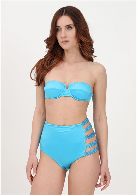 Women's light blue bikini with bandeau and retro briefs ME FUI | Beachwear | MF23-0011TR.