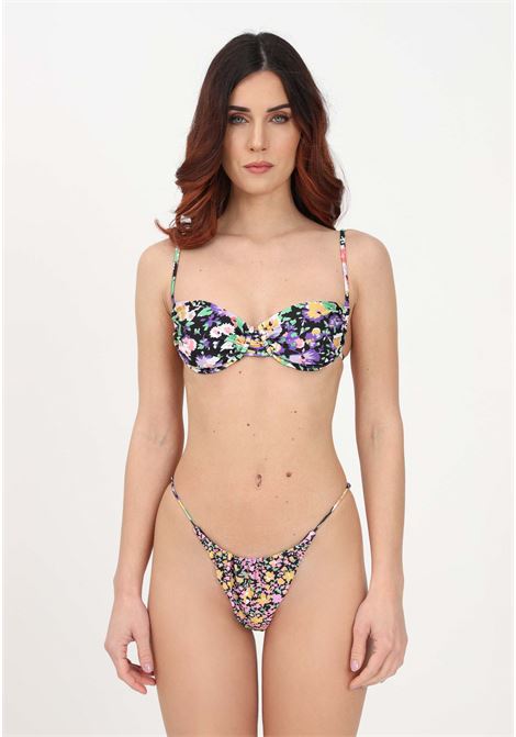 Bikini nero da donna con fantasia floreale ME FUI | Beachwear | MF23-0220X1.