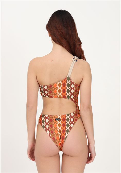 Printed lurex swimsuit with side porthole ME FUI | Beachwear | MF23-0332X1.