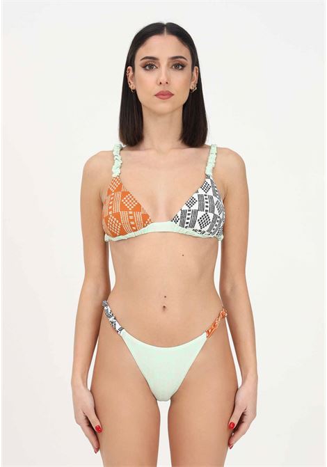 Bikini verde menta da donna con inserti di colore differente ME FUI | Beachwear | MF23-0440X1.