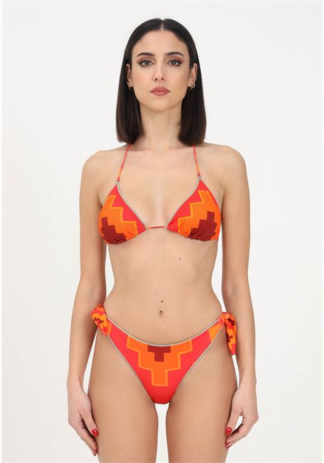 Orange women's bikini with geometric pattern ME FUI | Beachwear | MF23-1524U.