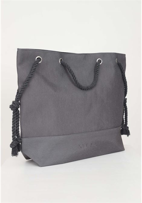 Women's gray beach bag in solid color with logo embroidery ME FUI | Bag | MF23-A041U.