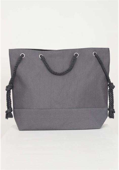 Women's gray beach bag in solid color with logo embroidery ME FUI | Bag | MF23-A041U.