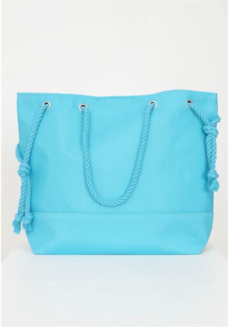 Women's light blue beach bag in solid color with logo embroidery ME FUI | Bag | MF23-A042U.