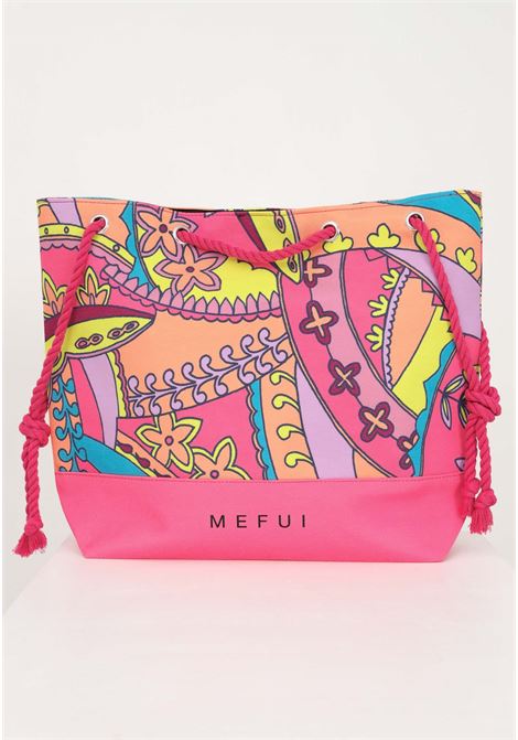 Fuchsia women's beach bag with contrasting pattern ME FUI | Bag | MF23-A052U.